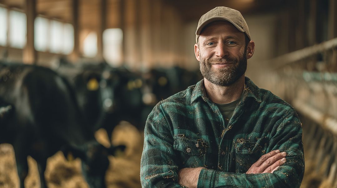 Dairy producer standing with his herd